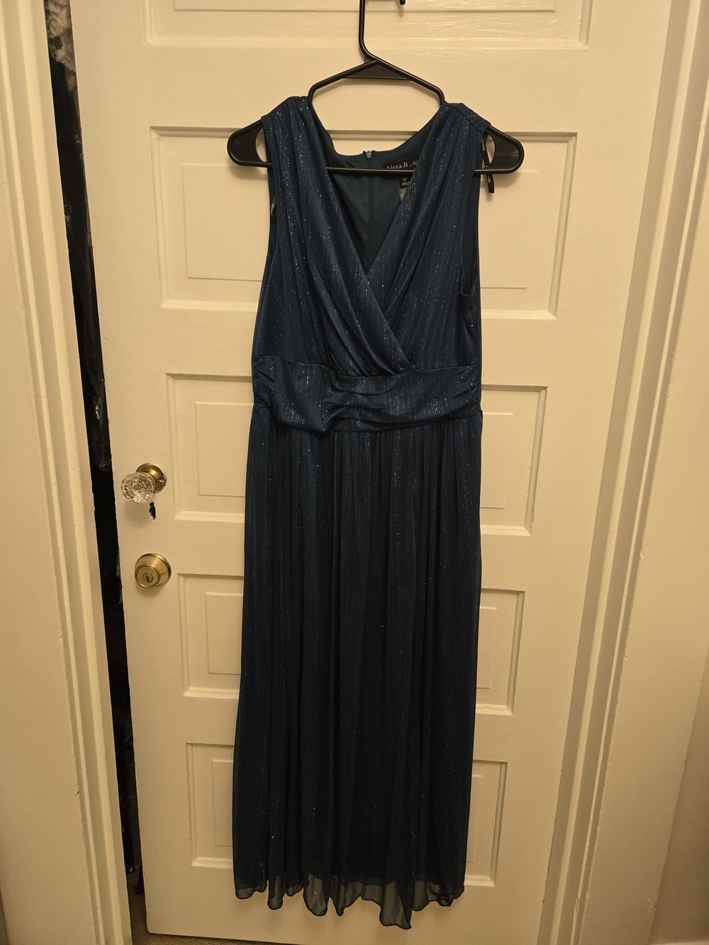 Elegant Shimmer Blue Wrap-Front Prom Dress